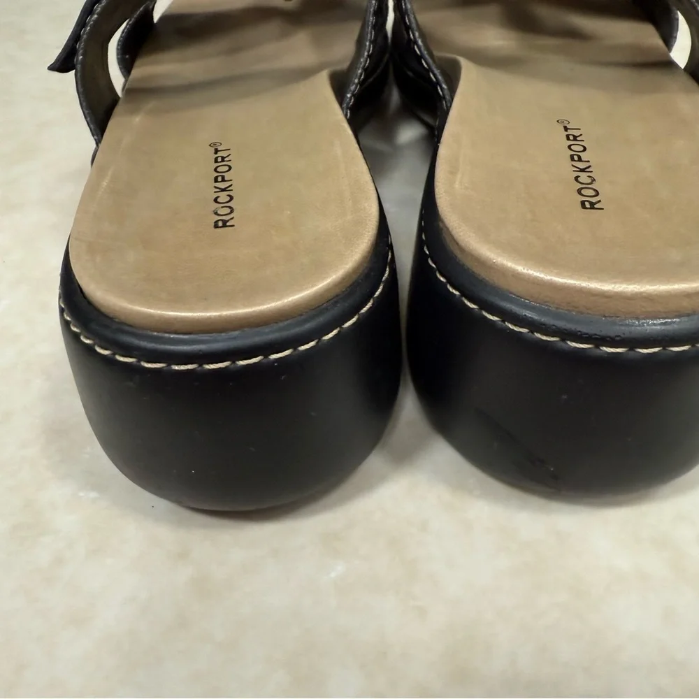 Rockport Black Low Wedge Sandals 7